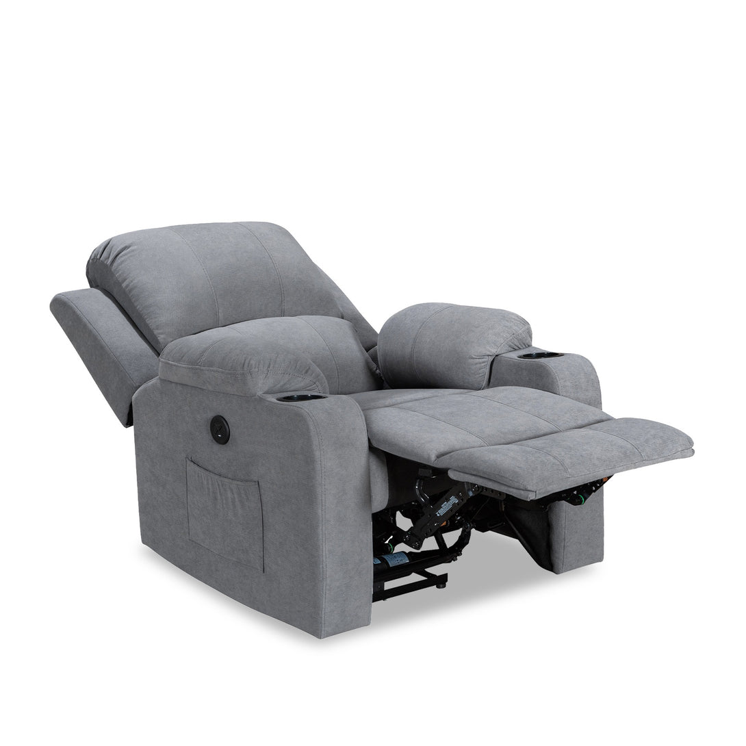 Henley Fabric Electric 1 Seater Recliner Sofa - Grey