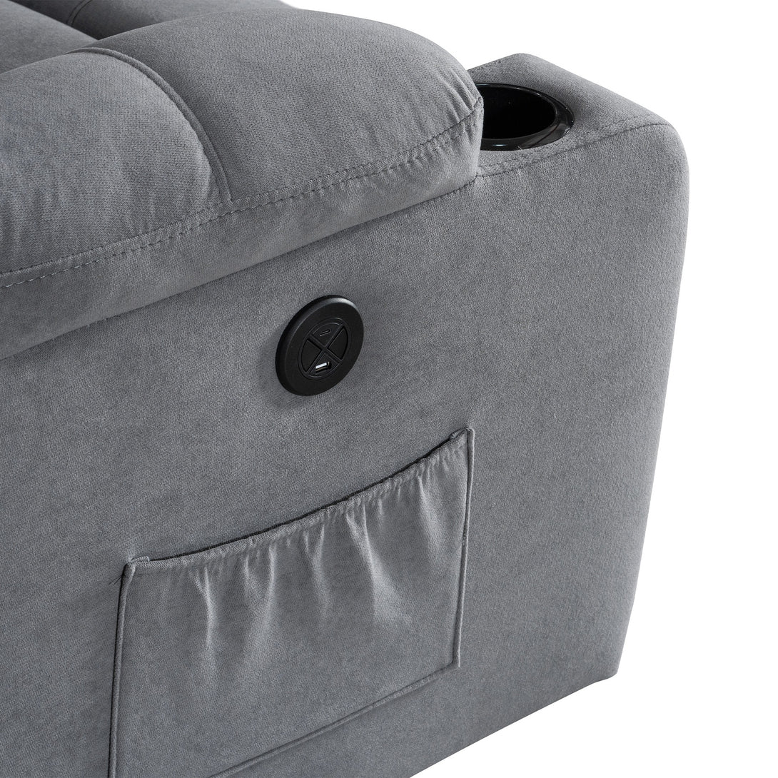 Henley Fabric Electric 1 Seater Recliner Sofa - Grey