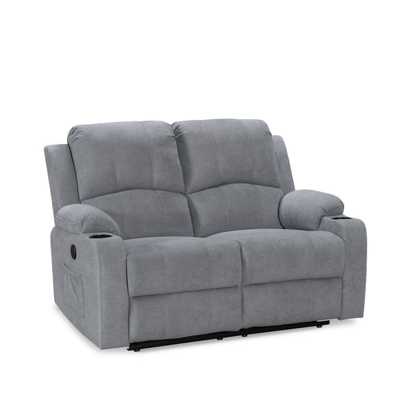Henley Fabric Electric 2 Seater Recliner Sofa - Grey