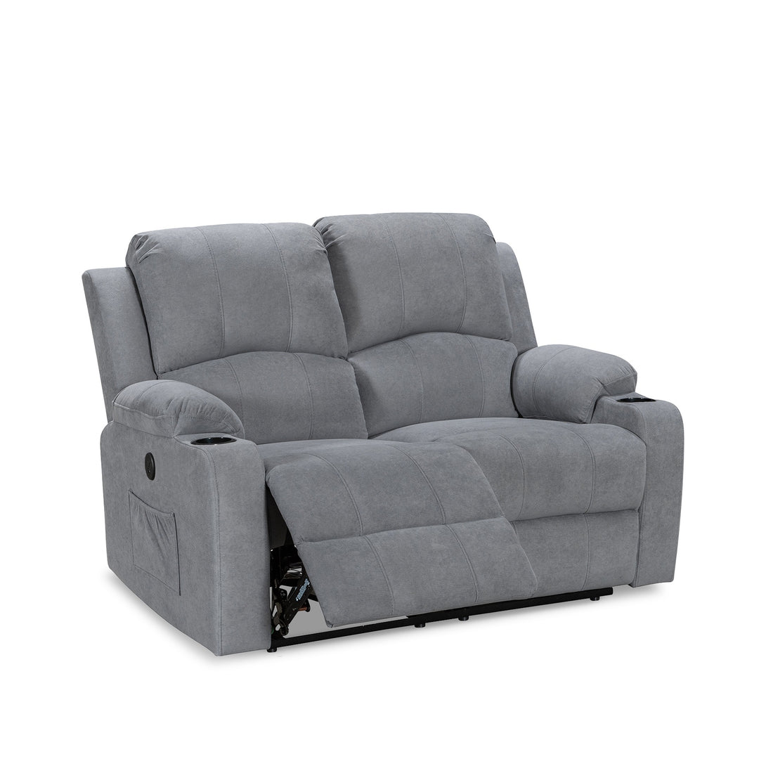 Henley Fabric Electric 2 Seater Recliner Sofa - Grey