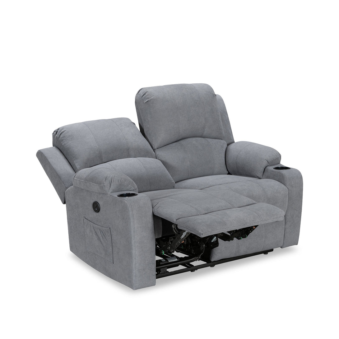 Henley Fabric Electric 2 Seater Recliner Sofa - Grey