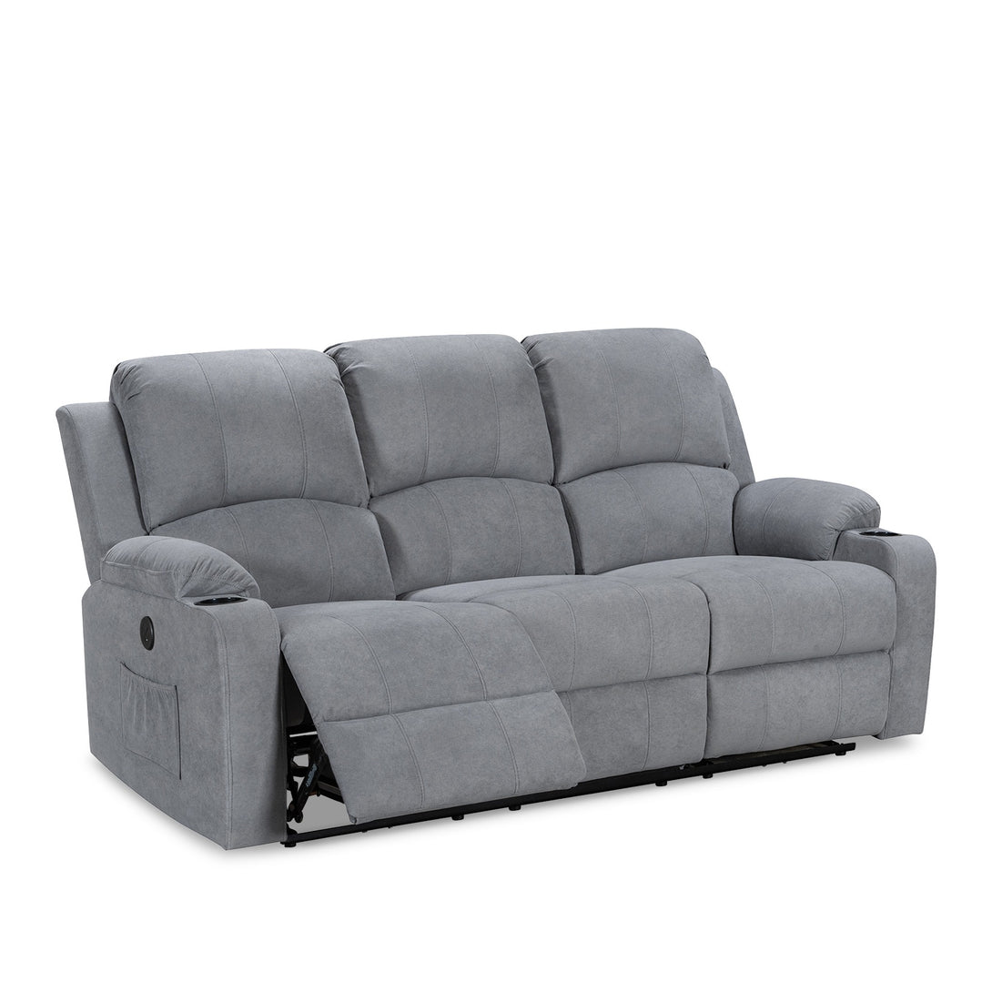 Henley Fabric Electric 3 Seater Recliner Sofa - Grey 