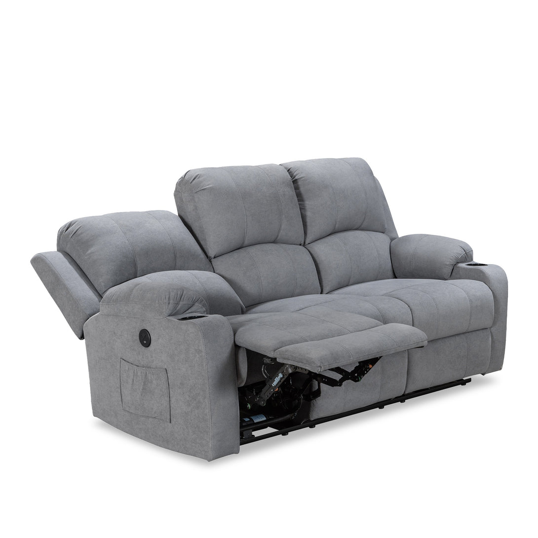 Henley Fabric Electric 3 Seater Recliner Sofa - Grey 