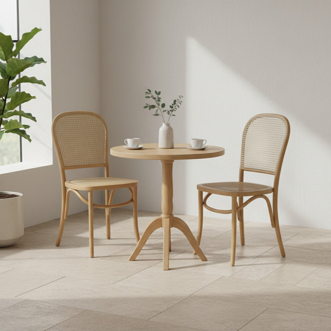 Christopher Beech Wood and Rattan Dining Chair – Set of 2 – Natural