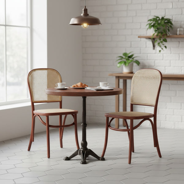 Christopher Beech Wood and Rattan Dining Chair – Set of 2 – Antique Brown