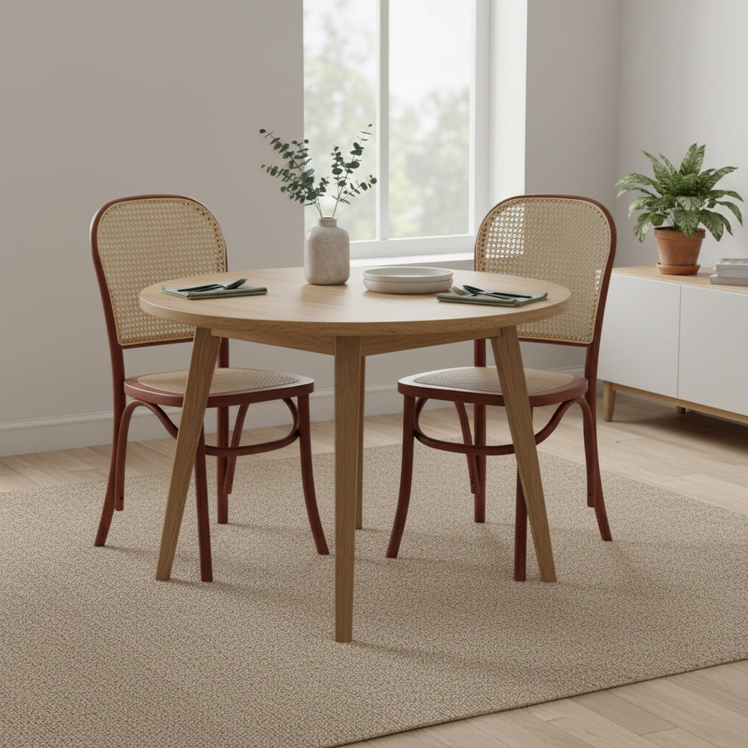 Christopher Beech Wood and Rattan Dining Chair – Set of 2 – Antique Brown