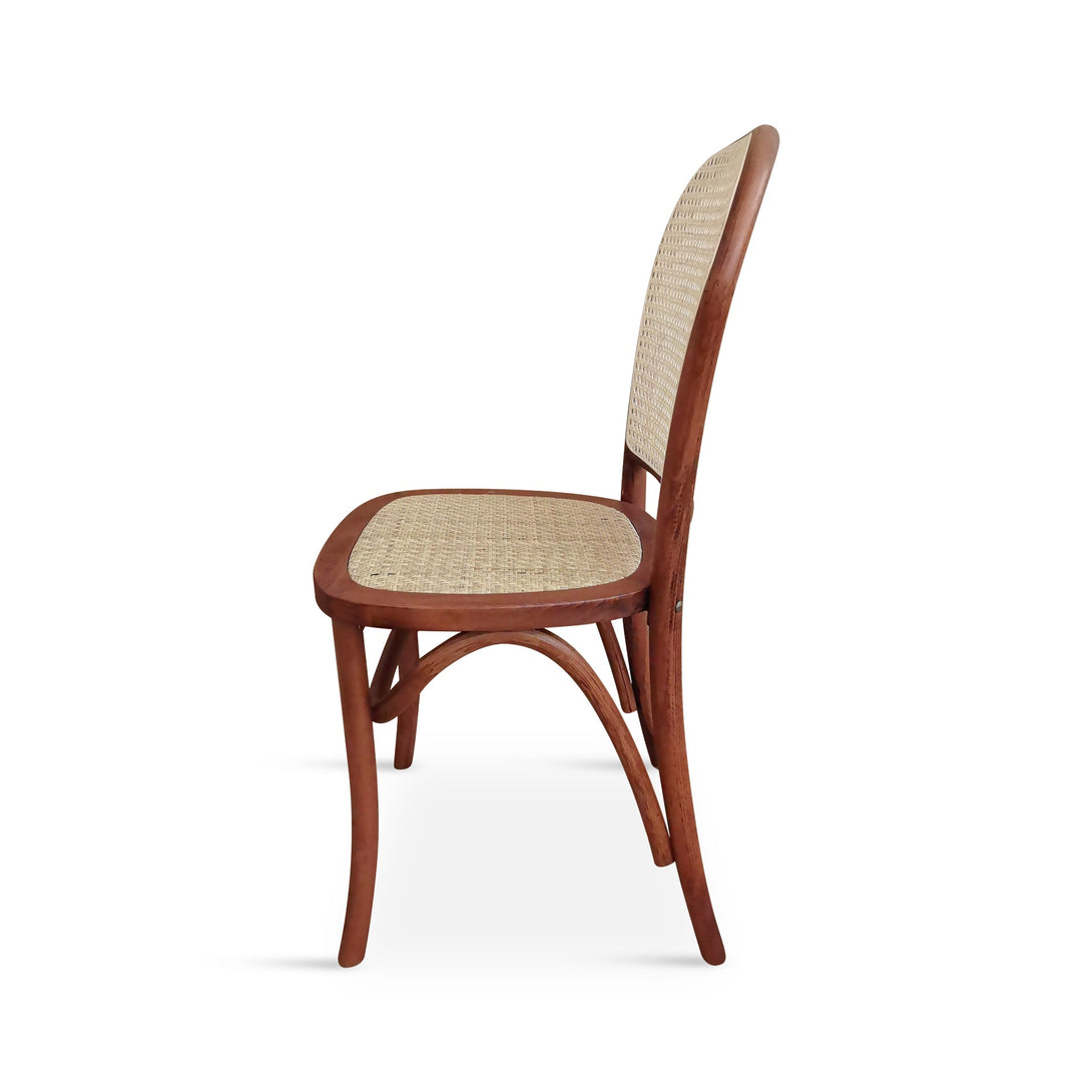 Christopher Beech Wood and Rattan Dining Chair – Set of 2 – Antique Brown