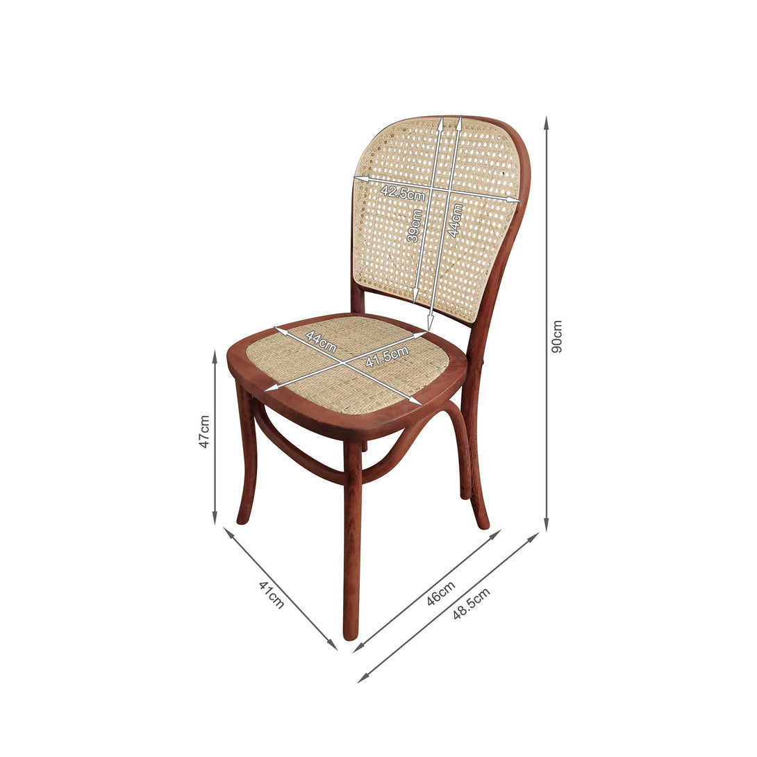 Christopher Beech Wood and Rattan Dining Chair – Set of 2 – Antique Brown