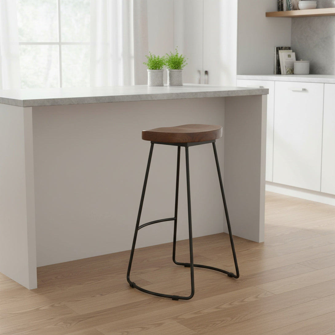Nolan Beech Wood Bar Stool - Walnut