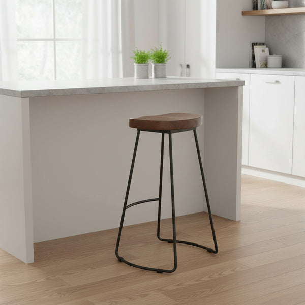 Nolan Beech Wood Bar Stool - Walnut