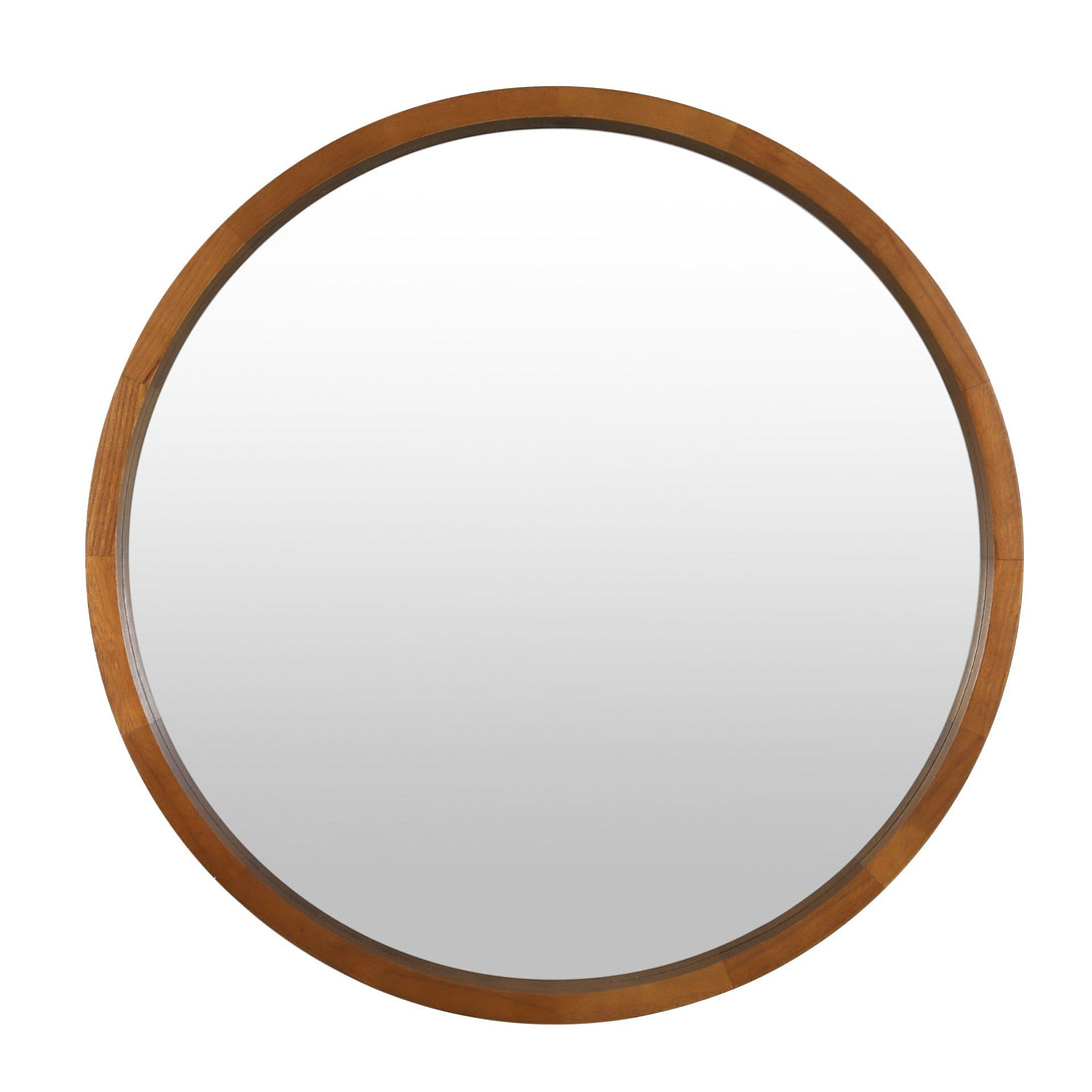 Echo Round Wooden Framed Wall Mirror 60cm - Dark Wood