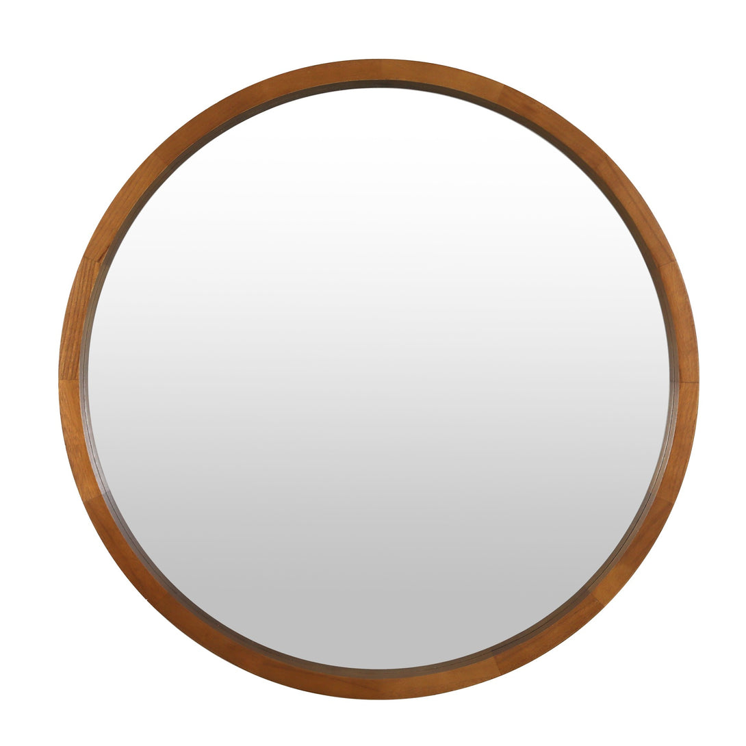 Echo Round Wooden Framed Wall Mirror 60cm - Dark Wood