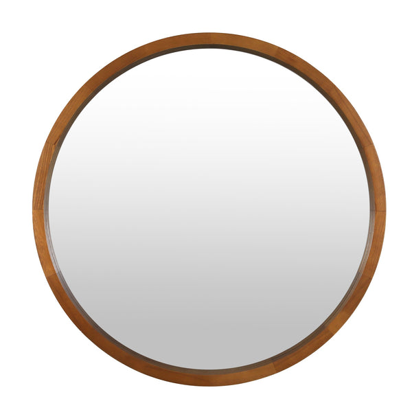 Echo Round Wooden Framed Wall Mirror 60cm - Dark Wood
