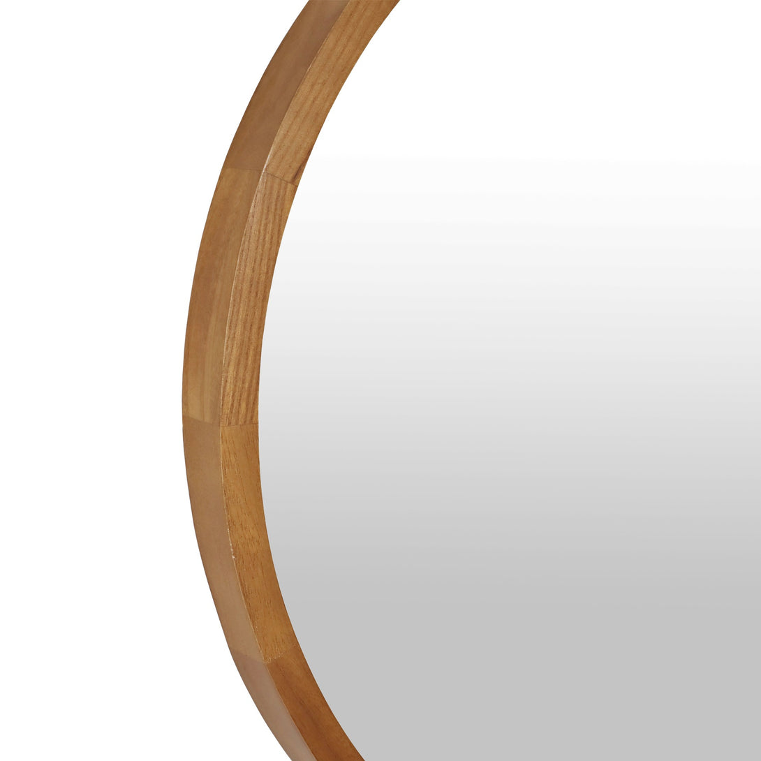 Echo Round Wooden Framed Wall Mirror 60cm - Dark Wood