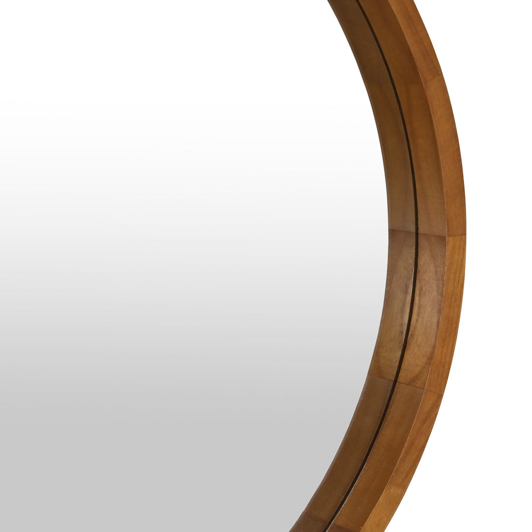 Echo Round Wooden Framed Wall Mirror 60cm - Dark Wood