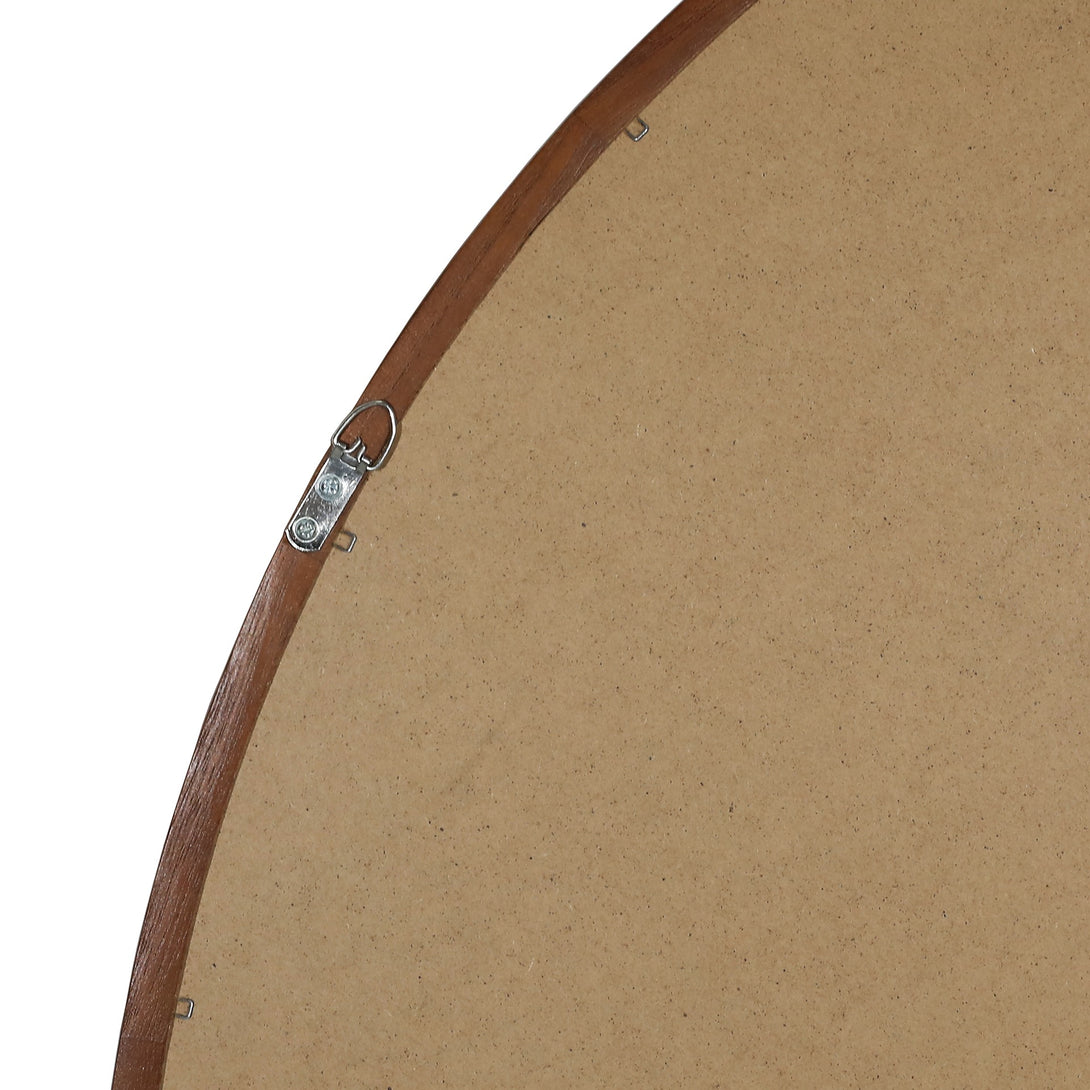 Echo Round Wooden Framed Wall Mirror 60cm - Dark Wood