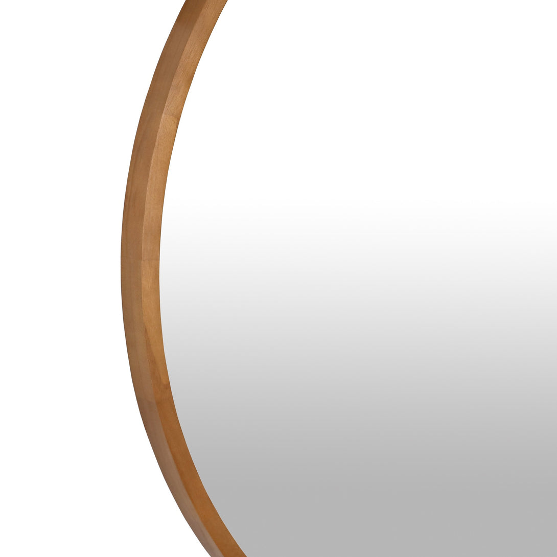 Echo Round Wooden Framed Wall Mirror 95cm - Dark Wood