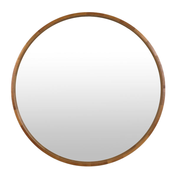 Echo Round Wooden Framed Wall Mirror 120cm - Dark Wood