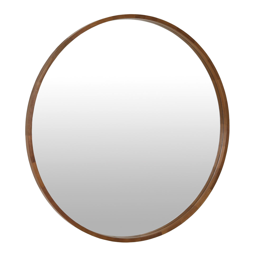 Echo Round Wooden Framed Wall Mirror 120cm - Dark Wood