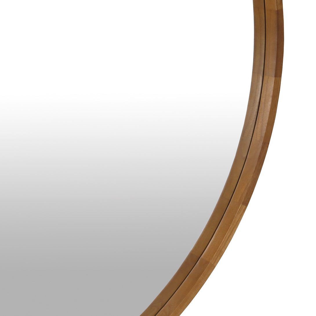 Echo Round Wooden Framed Wall Mirror 120cm - Dark Wood