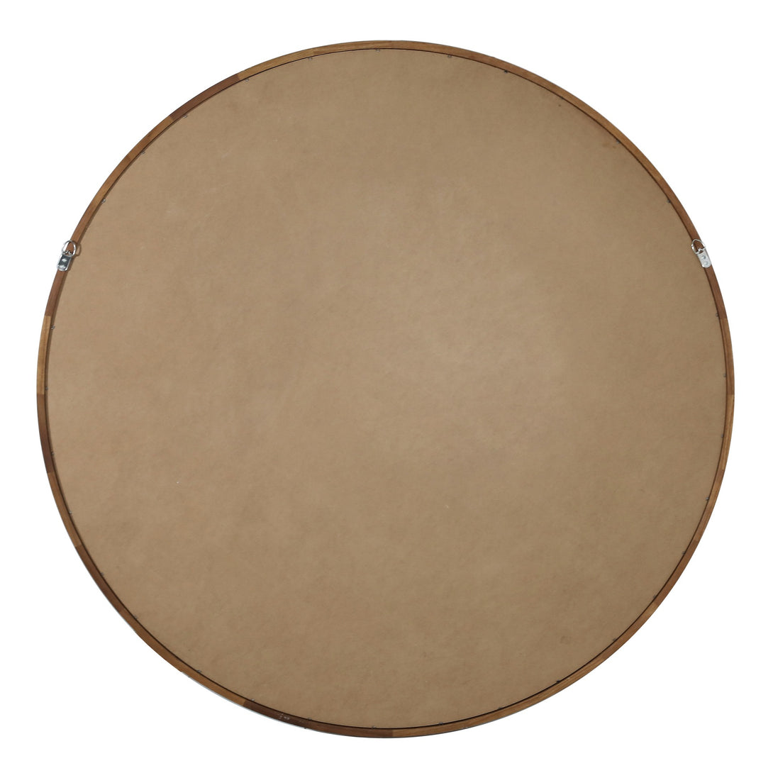 Echo Round Wooden Framed Wall Mirror 120cm - Dark Wood