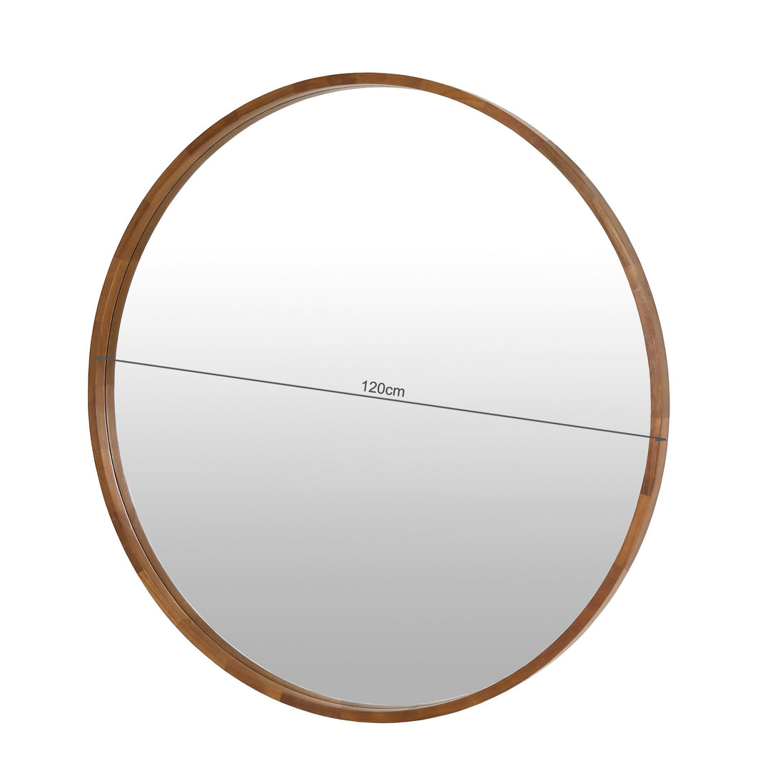 Echo Round Wooden Framed Wall Mirror 120cm - Dark Wood