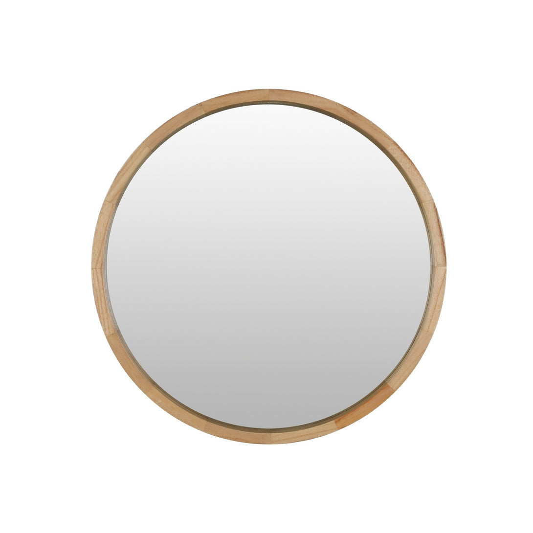 Echo Round Wooden Framed Wall Mirror 60cm - Light Wood