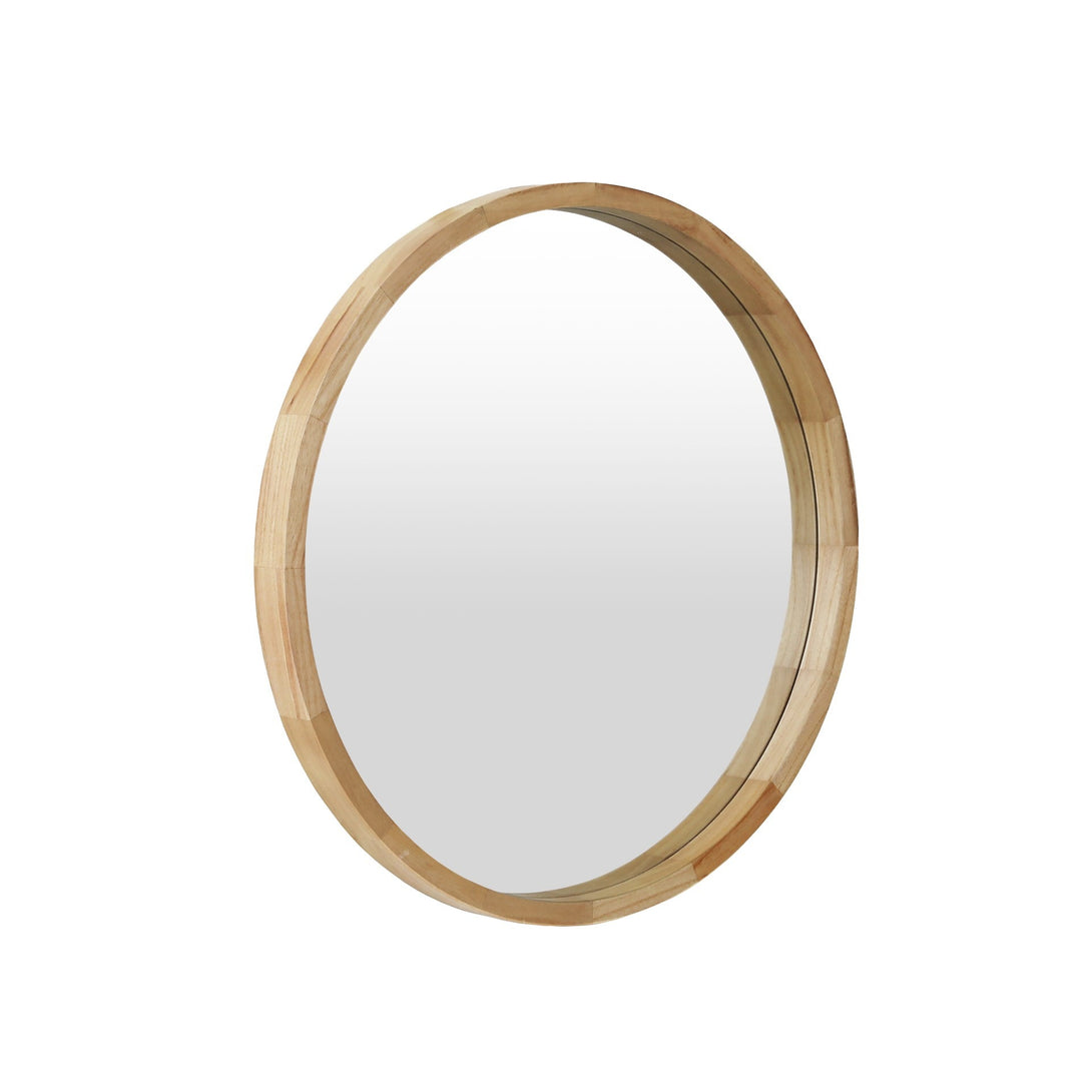 Echo Round Wooden Framed Wall Mirror 60cm - Light Wood