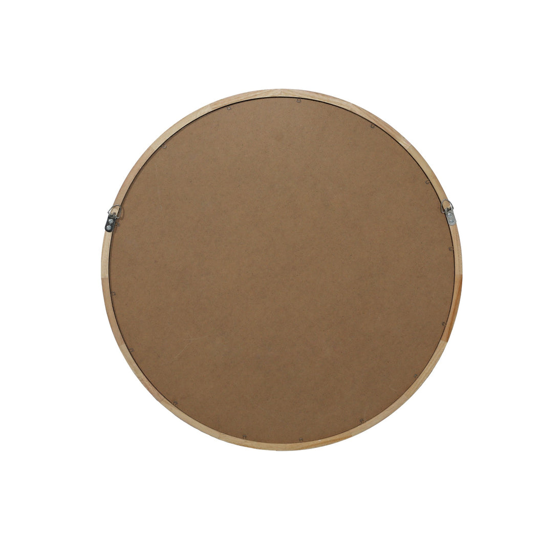 Echo Round Wooden Framed Wall Mirror 60cm - Light Wood