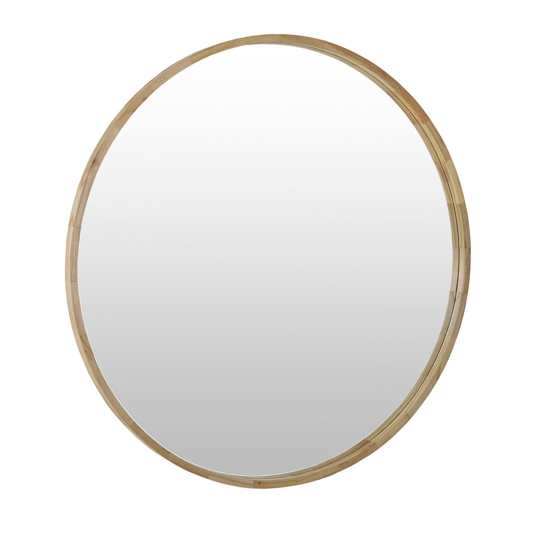 Echo Round Wooden Framed Wall Mirror 120cm - Light Wood