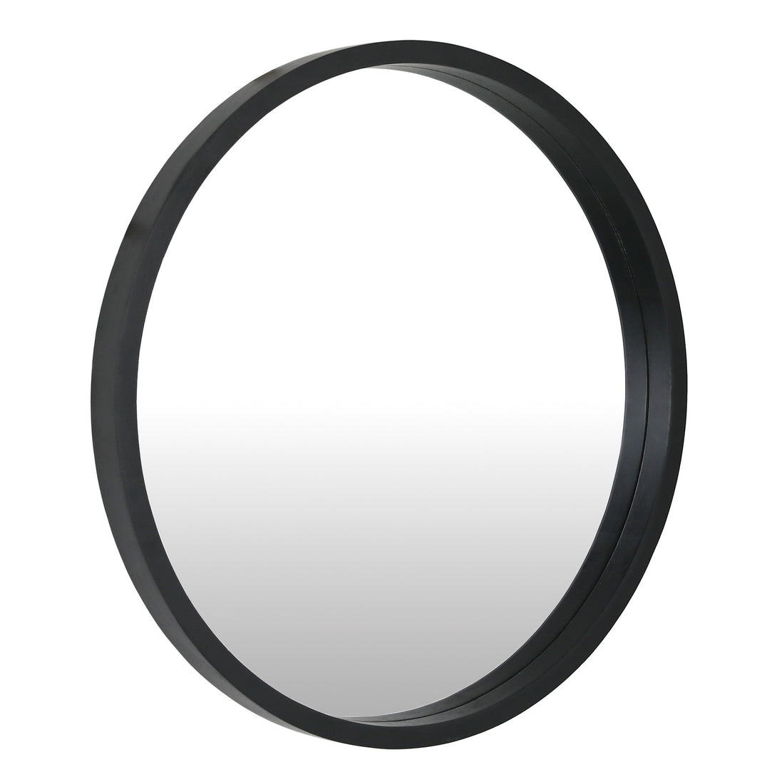 Echo Round Wooden Framed Wall Mirror 60cm - Black