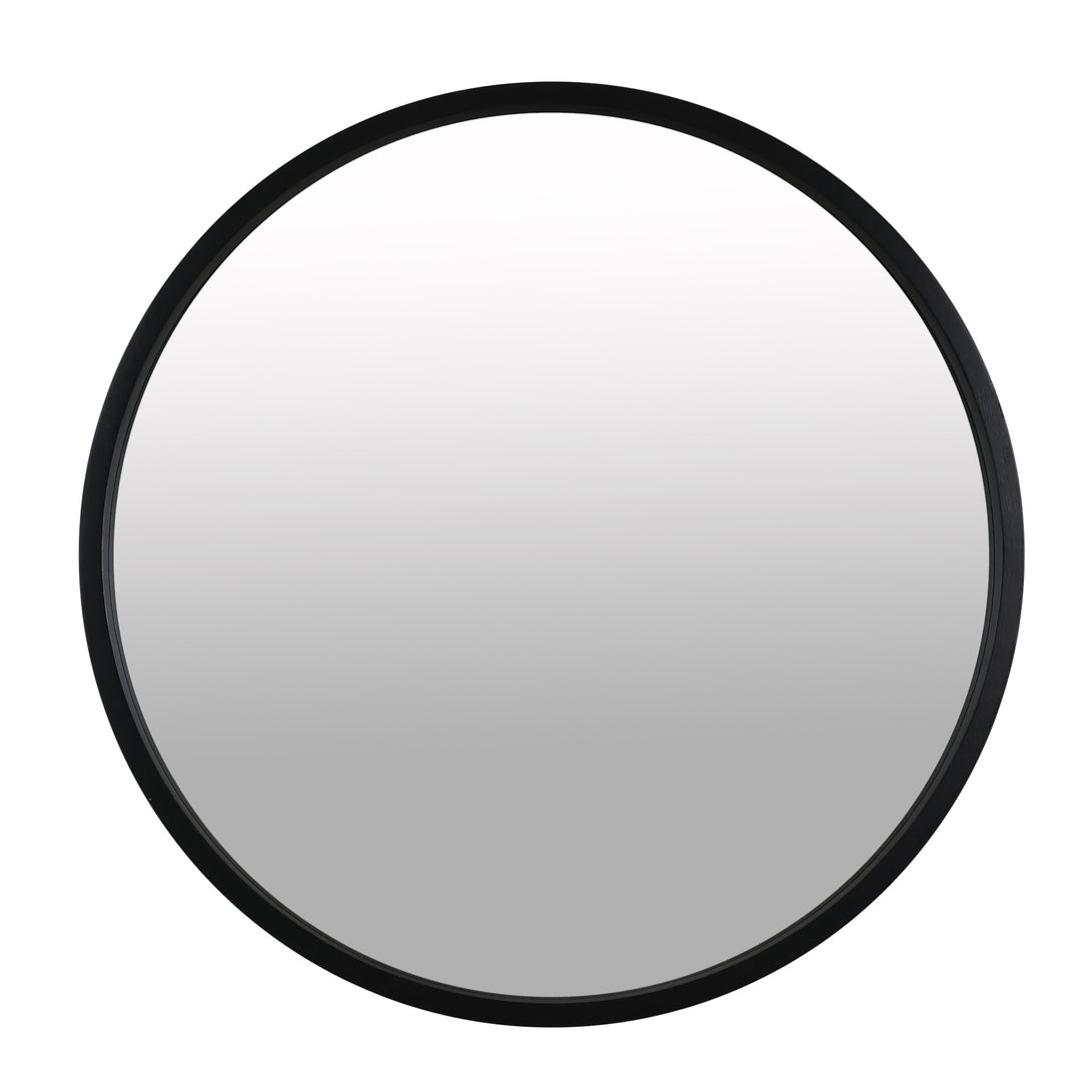 Echo Round Wooden Framed Wall Mirror 80cm - Black