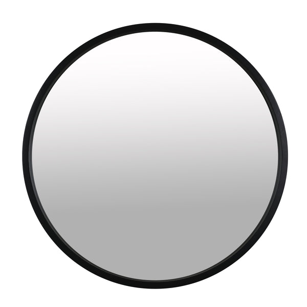Echo Round Wooden Framed Wall Mirror 80cm - Black