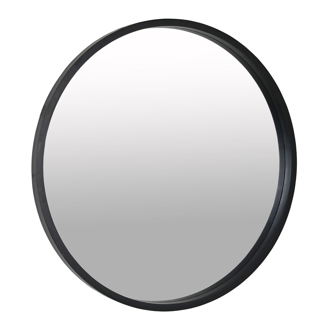 Echo Round Wooden Framed Wall Mirror 80cm - Black