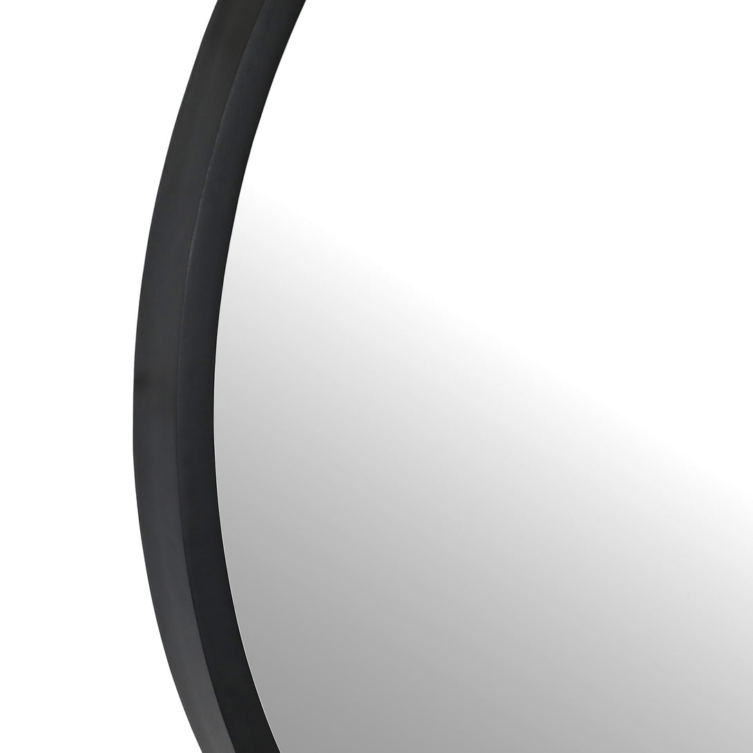 Echo Round Wooden Framed Wall Mirror 80cm - Black
