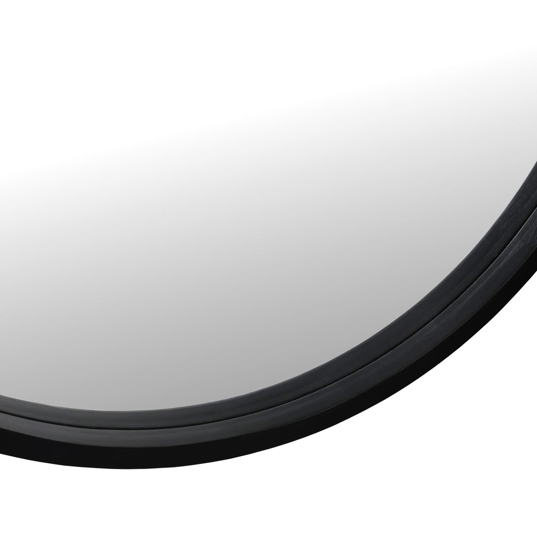 Echo Round Wooden Framed Wall Mirror 80cm - Black