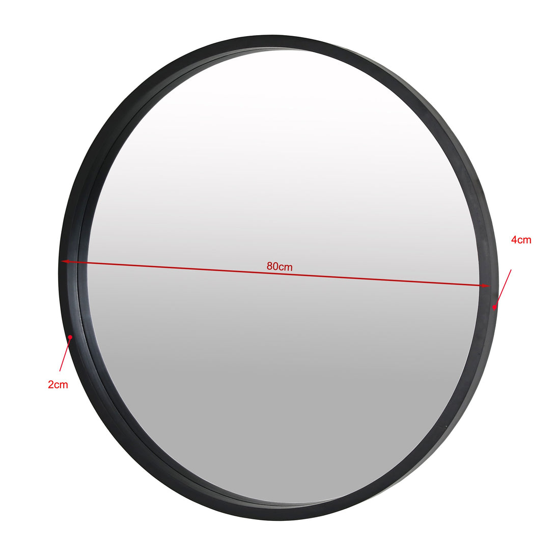 Echo Round Wooden Framed Wall Mirror 80cm - Black