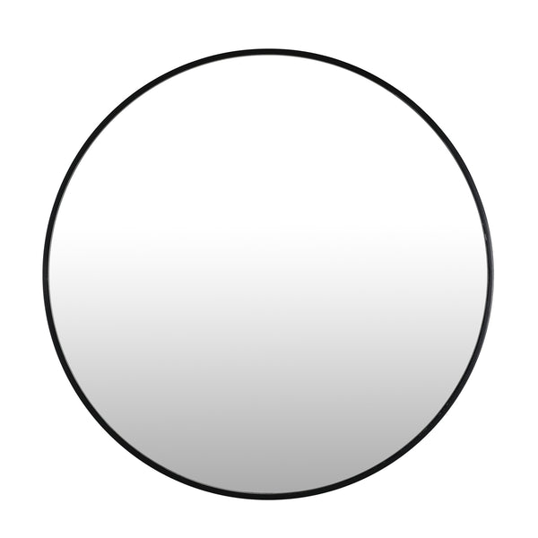 Noir Round Wooden Wall Mirror 60cm - Black