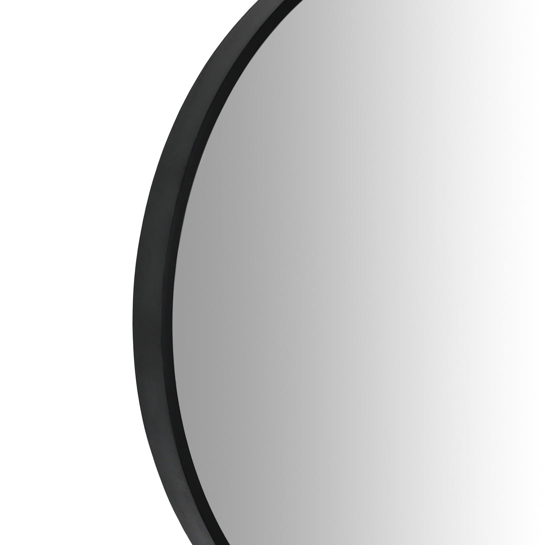 Noir Round Wooden Wall Mirror 60cm - Black