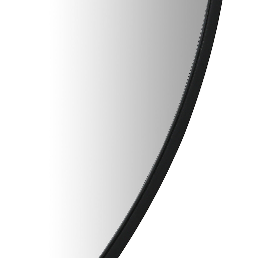 Noir Round Wooden Wall Mirror 60cm - Black