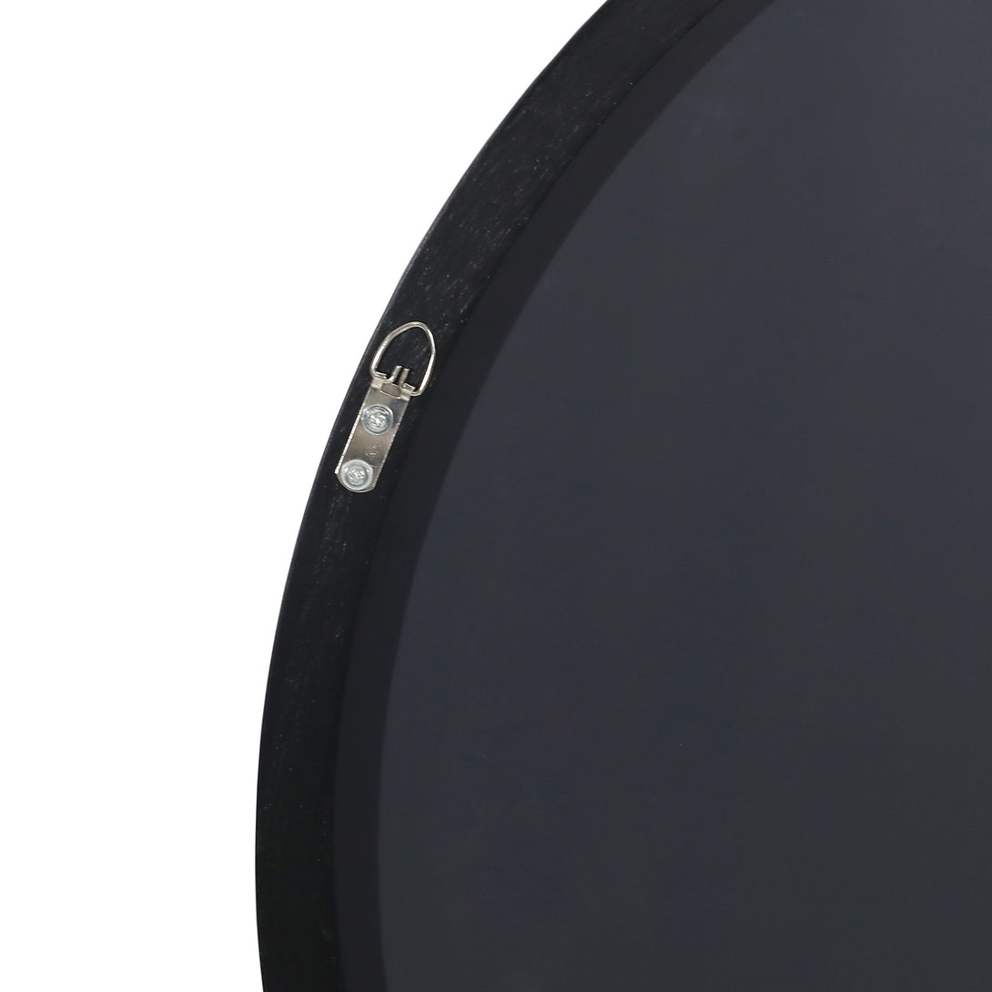 Noir Round Wooden Wall Mirror 80cm - Black (0.041m³ - 7.6kg)