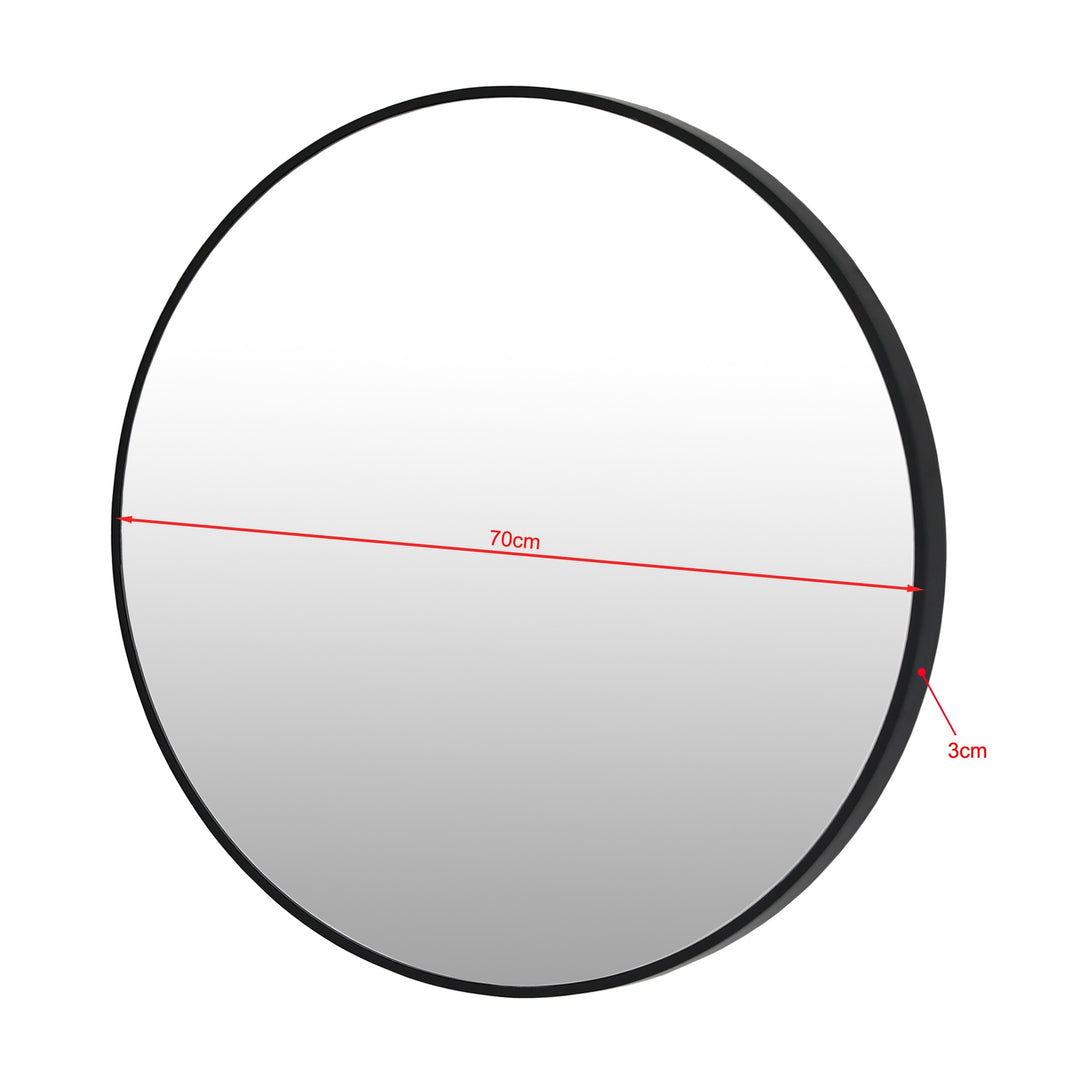 Noir Round Wooden Wall Mirror 80cm - Black (0.041m³ - 7.6kg)