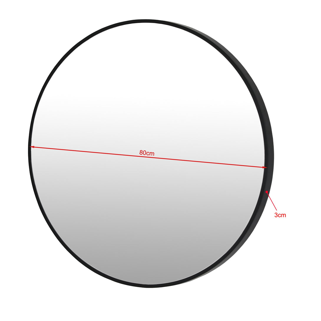 Noir Round Wooden Wall Mirror 100cm - Black