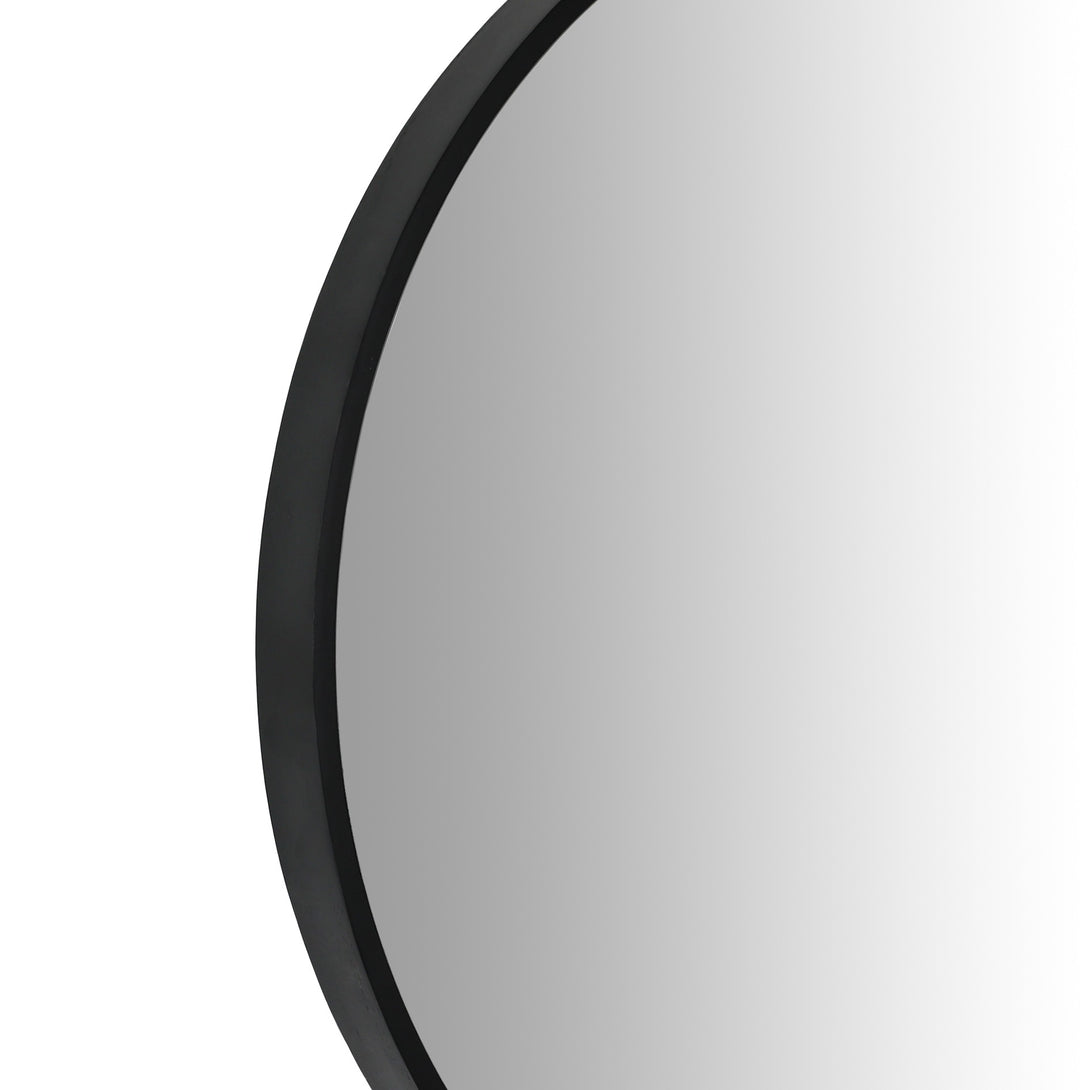 Noir Round Wooden Wall Mirror 120cm - Black