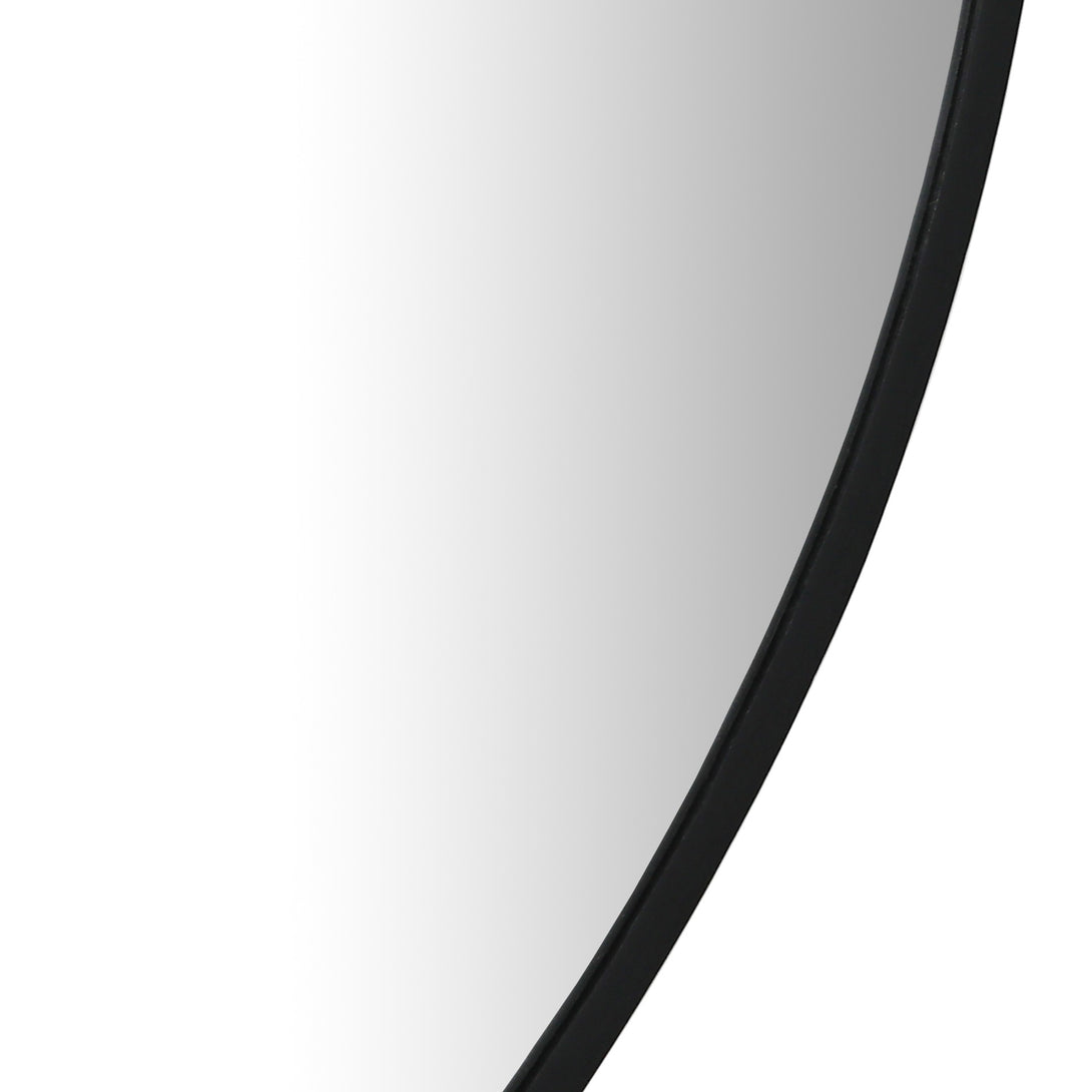 Noir Round Wooden Wall Mirror 120cm - Black