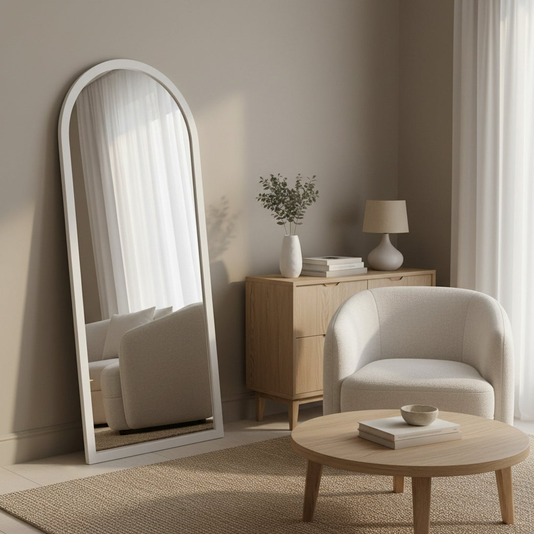 Halo Arched Full Length Mirror 180cm - White