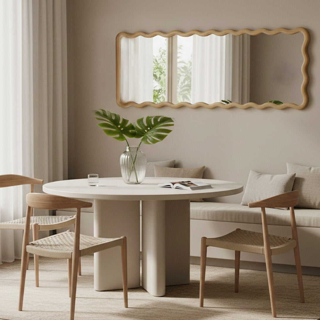 Ripple Wavy Wooden Full Length Mirror 160cm - Light Wood