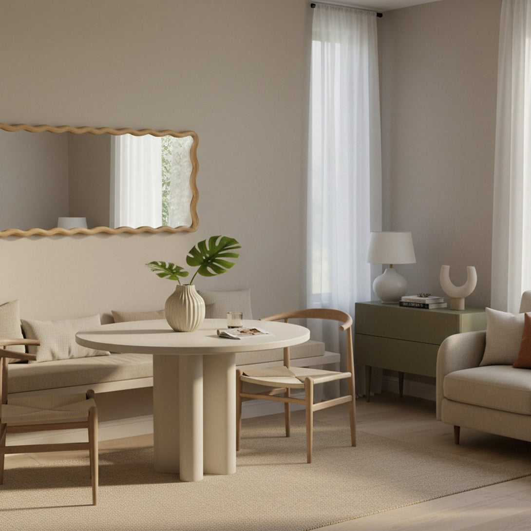 Ripple Wavy Wooden Full Length Mirror 160cm - Light Wood