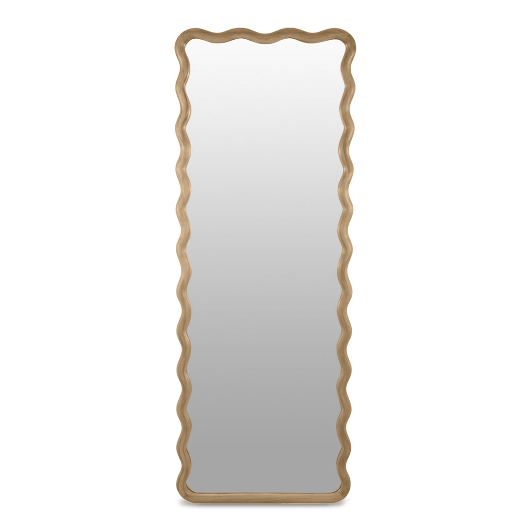 Ripple Wavy Wooden Full Length Mirror 160cm - Light Wood