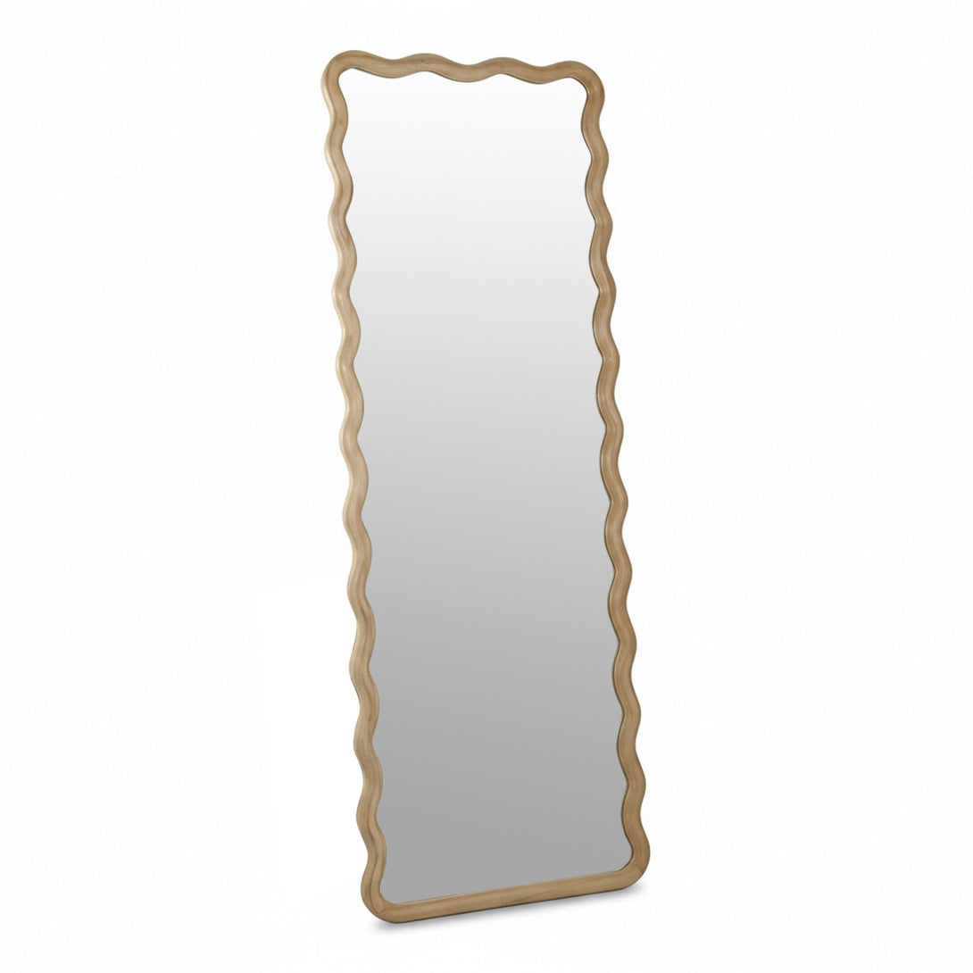 Ripple Wavy Wooden Full Length Mirror 160cm - Light Wood